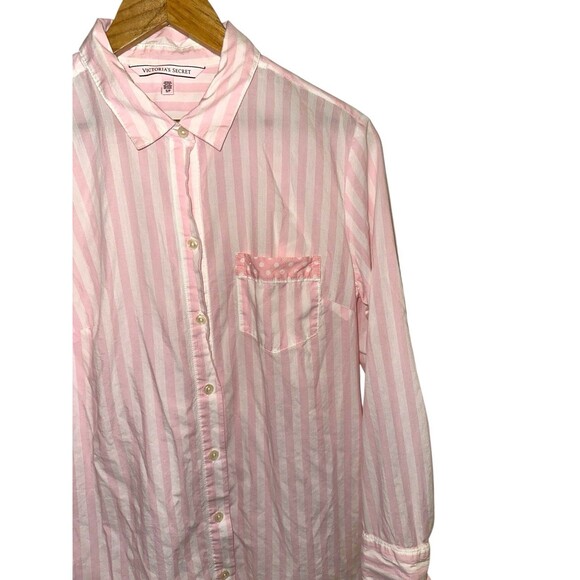 Victoria’s Secret Pink Stripe Pajama Sleep Shirt Small Coquette Loungewear - Picture 4 of 13